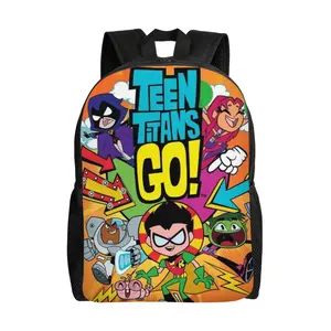 Cartoon Teen titans 17 Inch Backpack Teen titans go Laptop Daypack Aesthetic Teen titans go! Carry On Backpack for Travel College Hiking Women Men for festivals, birthdays, parties gifts