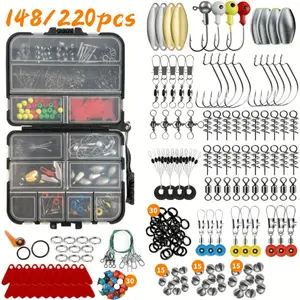 Takami 148pcs/220pcs Fishing Tool Set, Includes Weights, Space Beans, Carbon Steel Hooks, Comprehensive Fishing Gear, Perfect Gift Ready Kit