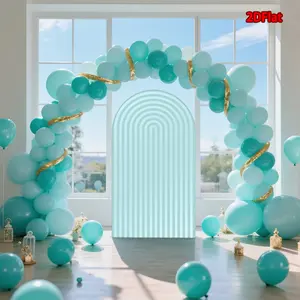 1PC Arch Backdrop Cover (pink, light orange, blue, beige) Striped Stretch Fabric, Foldable, Reusable, Suitable for Weddings, Birthdays, and Party Decorations (Arch Frame Not Included)