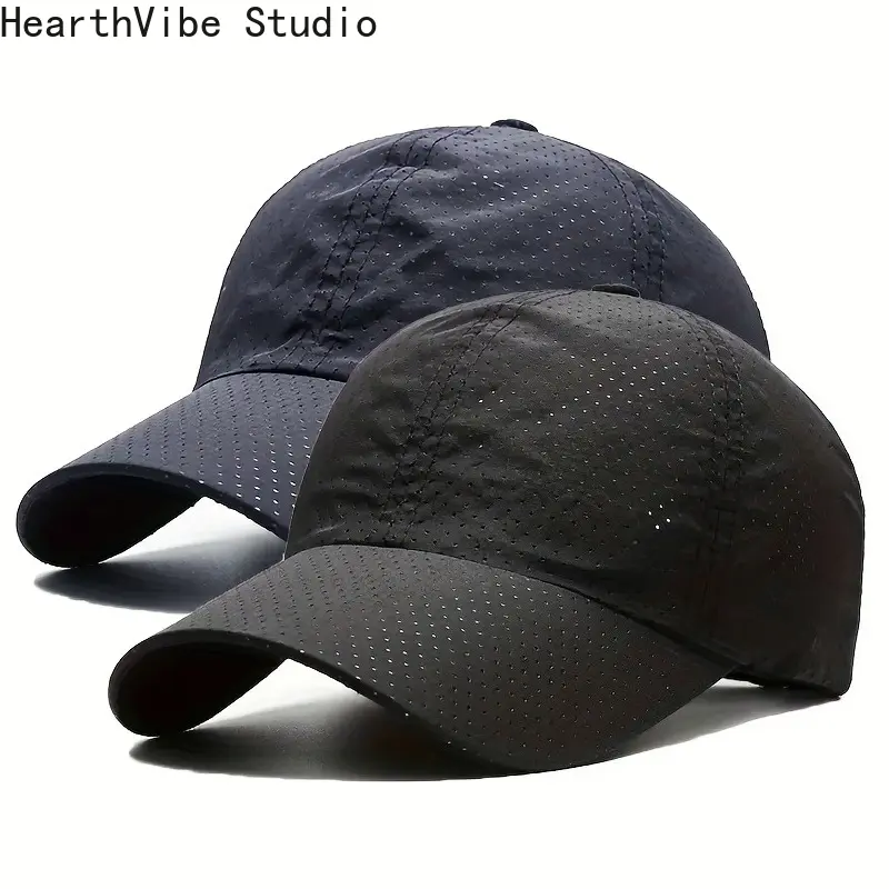 Unisex 2-Piece Mesh Fabric Baseball Caps - Mens Hats, Breathable Caps, Adjustable Size, Quick-Dry Summer Sun Hats for Outdoor Sports, Accessories Adults