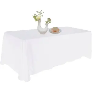 Table Cloths. 6-8ft Rectangle Tables That Seats 6-8 Person, Ideal for Events Like Banquet, Weddings and Restaurants. Machine Washable . White. 70x120in.