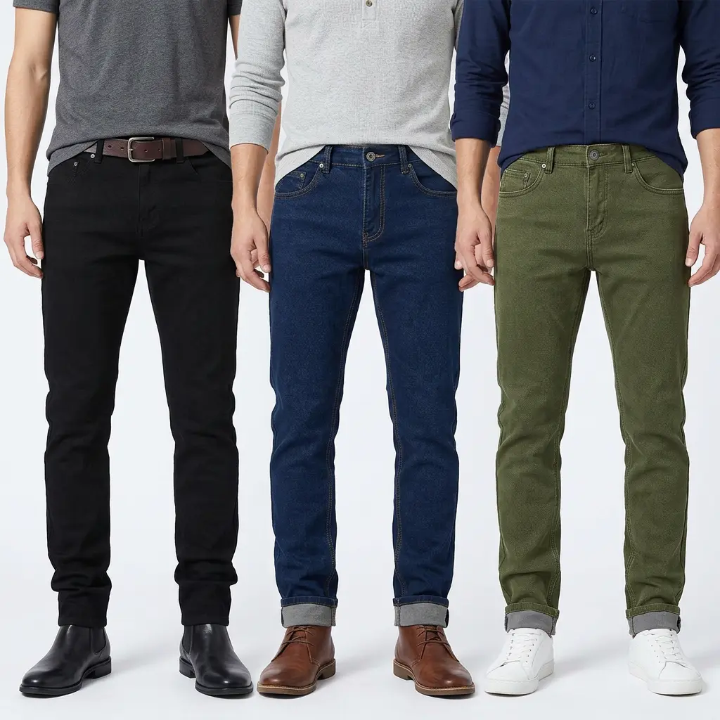 Men's Slim Fit Jeans 3-Pack - Versatile Comfortable Stylish Denim for Casual & Smart-Casual Occasions