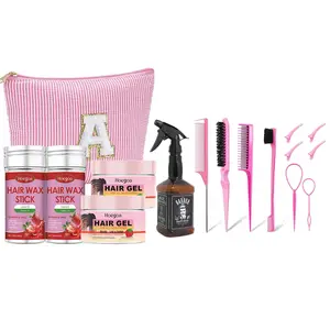 16-piece set: eyebrow brush and comb, braiding tool set, braiding spray bottle, teasing comb, steel pin tail comb, double-ended eyebrow brush, duckbill clips, edge control brush