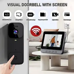 X7 Smart Video Doorbell, 4.3 Inch Color Screen, HD Video Intercom Monitor, Long Battery Life, No Network Needed, Supports Two-Way Audio
