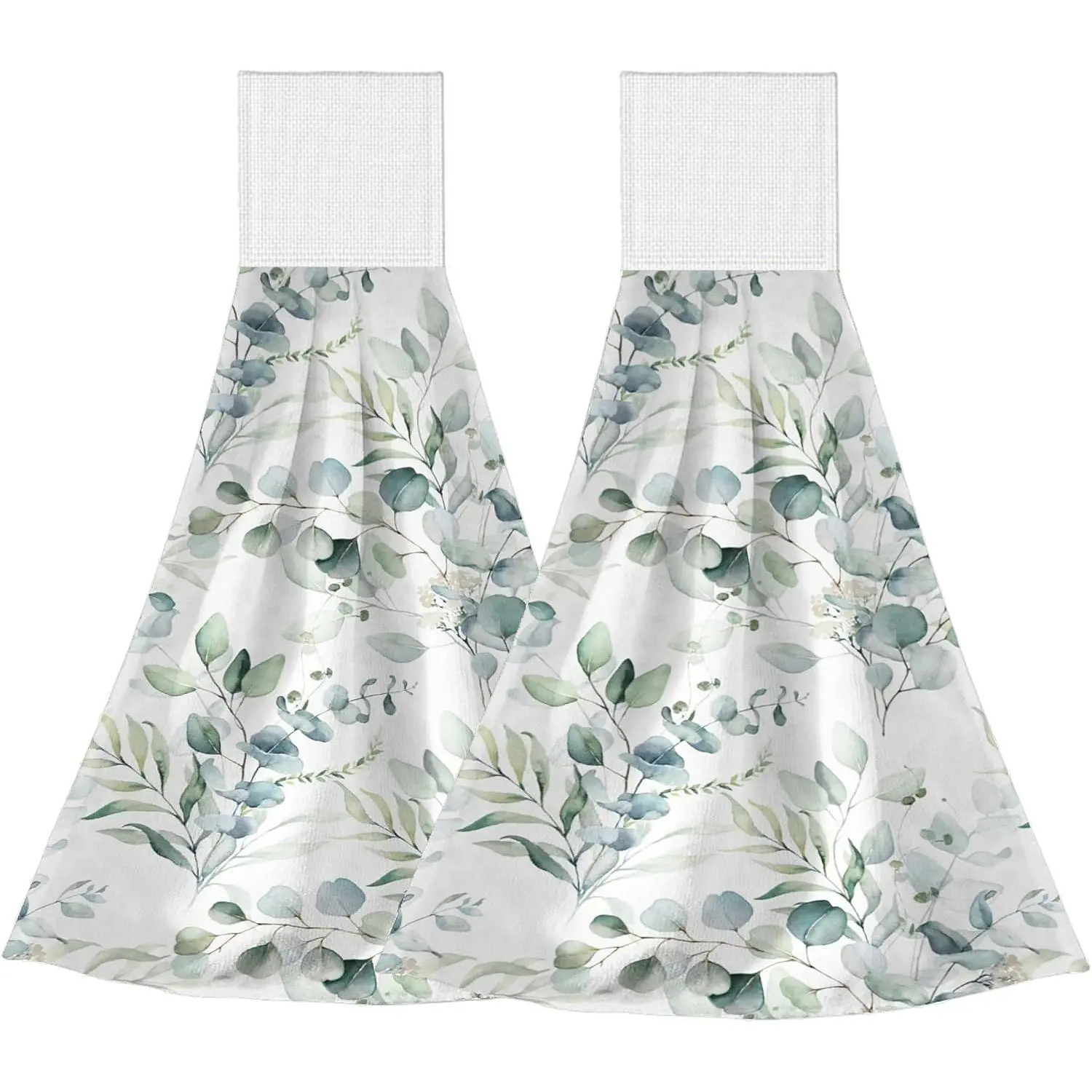 Leaves Kitchen Hand Towels with Hanging Loops Absorbent Dish Oven Towel, Fast Drying Hanging Towels Sage Decor for Home Kitchen Bathroom