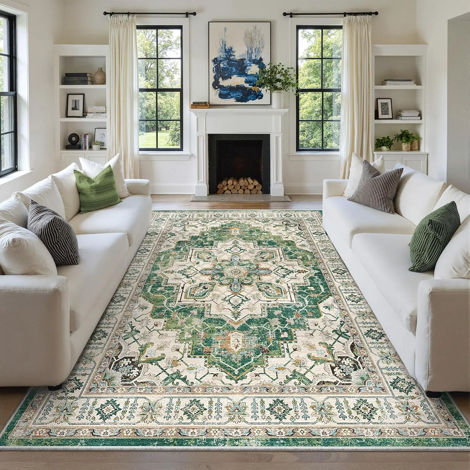 ComiComi 8x10 Area Rugs,Stain Resistant Washable Rug,Ultra-Thin Rugs for Living Room,Bedroom,Non-Slip Backing Home Decor Large Area Rug (8'x10')