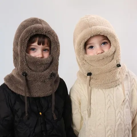 Winter Balaclava & Neck Warmer Hat – Windproof Thermal Full Face Mask with Detachable Hood Collar, Soft Fleece for Kids Ages 3–10, Ideal for Skiing, Snow, Outdoor Winter Sports & Daily Wear