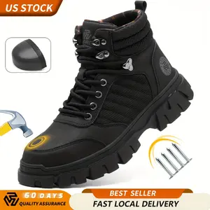 Steel Toe Boots For Men-6 Inch Safety Work Boots Indestructible Steel Toe Shoes Light Non Slip Puncture Resistant Industrial Construction Boot Tenis