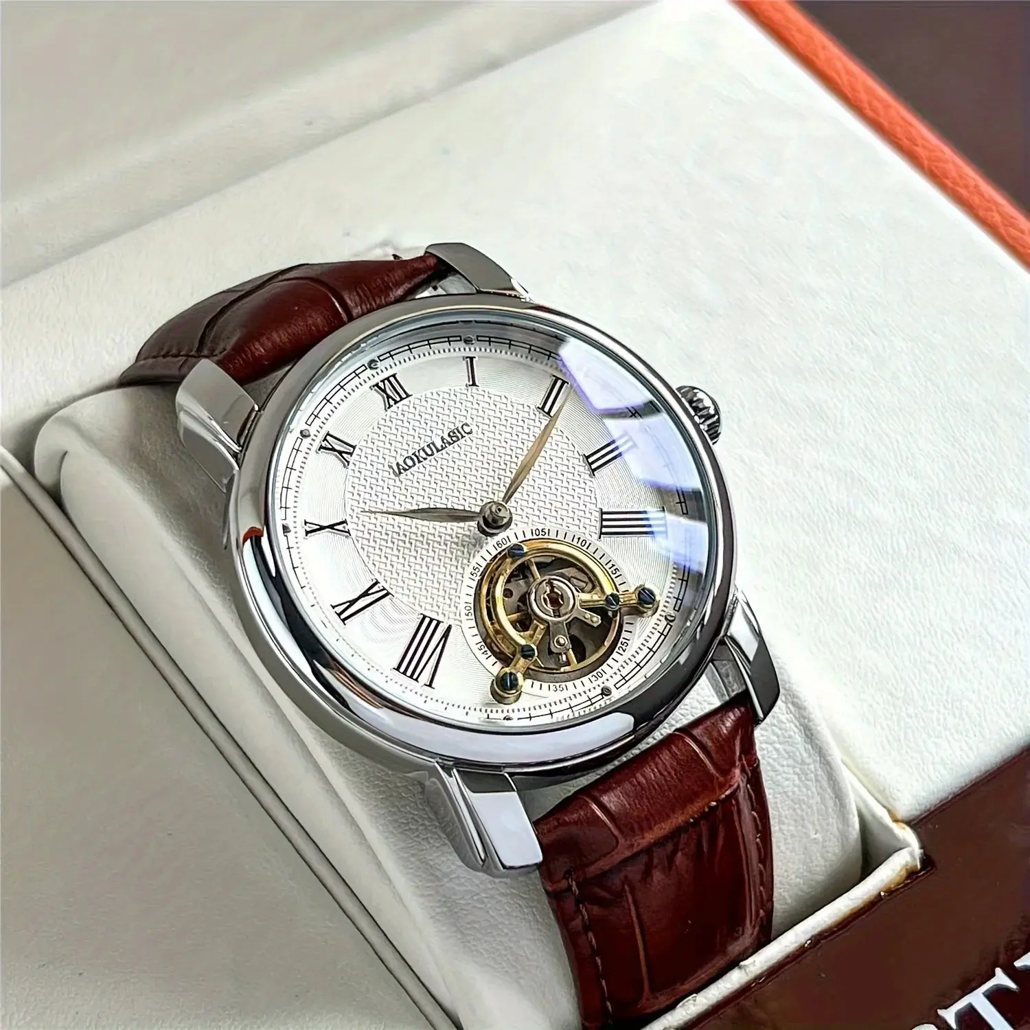 Men's Automatic Mechanical Watch - Stylish Hollow Design Business Timepiece