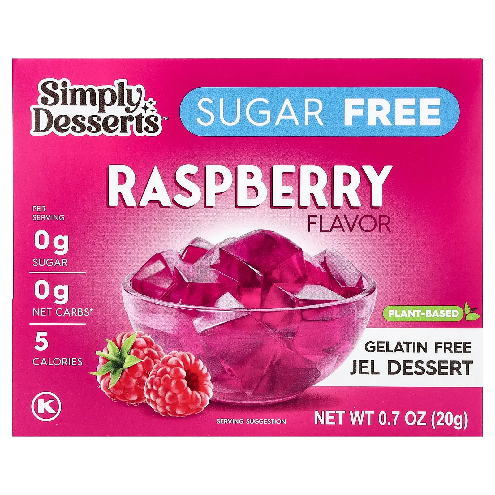 Simply Desserts Gelatin Free Jel Dessert, Sugar Free, Raspberry, 0.7 oz (20 g)