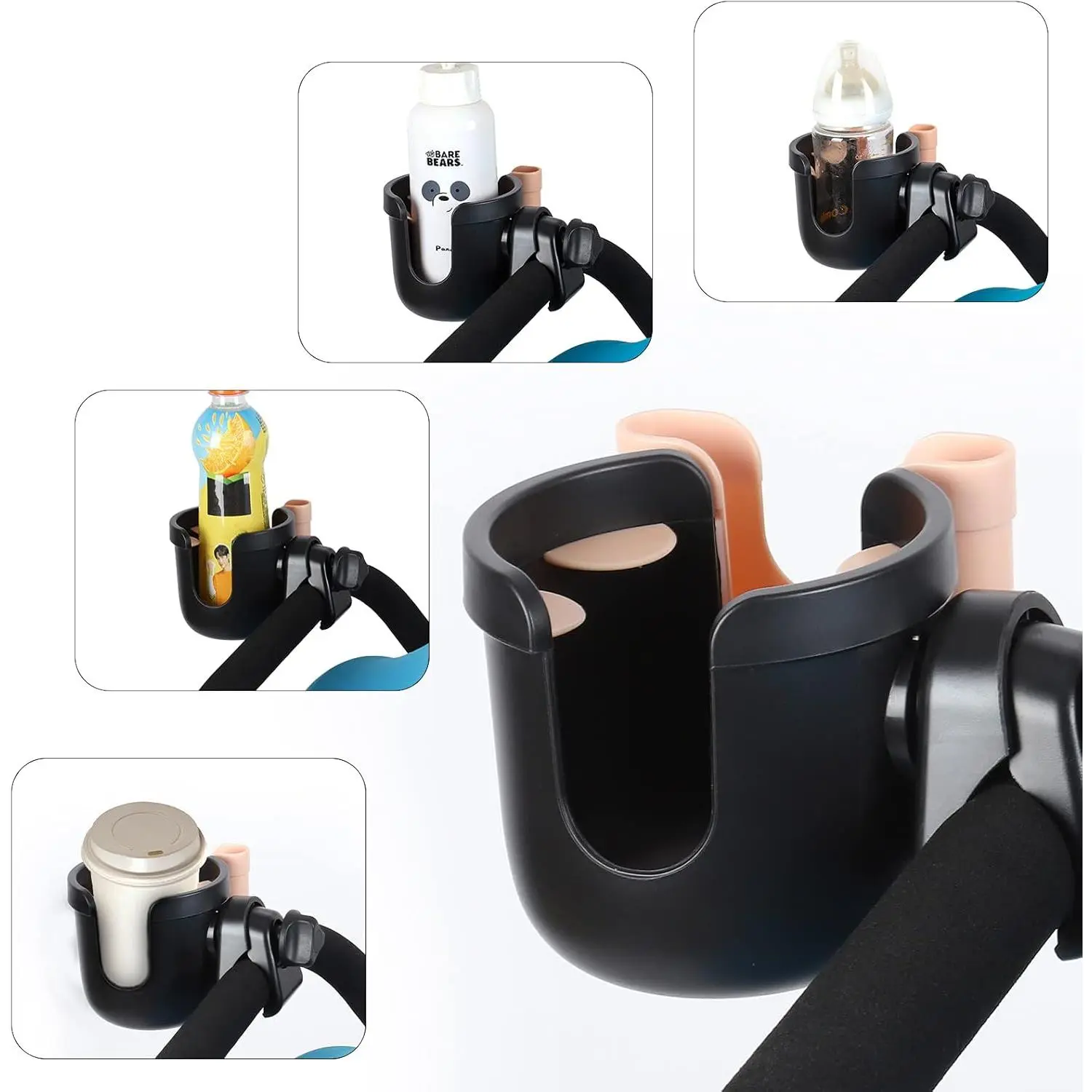 Stroller Cup Holder with Phone Holder, Bike Cup Holder, Universal Cup Holder for Uppababy Nuna Doona Strollers, 2-in-1 Cup Phone Holder for Stroller Bike Wheelchair Walker Accessory Stroller Cup Holder with Phone Holder, Bike Cup Holder, Universal Cup Holder for Uppababy Nuna Doona Strollers, 2-in-1 Cup Phone Holder for Stroller Bike Wheelchair Walker Accessory