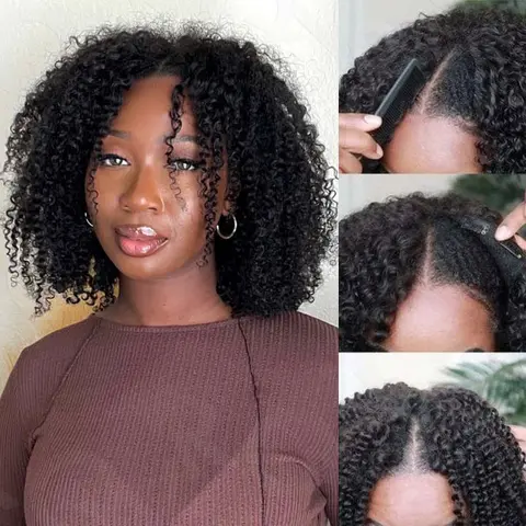 QVR Kinky Curly V Part Wigs Human Hair Beginner Friendly No Leave Out Lace Front Afro HALF WIG TikTokShopBlackFriday