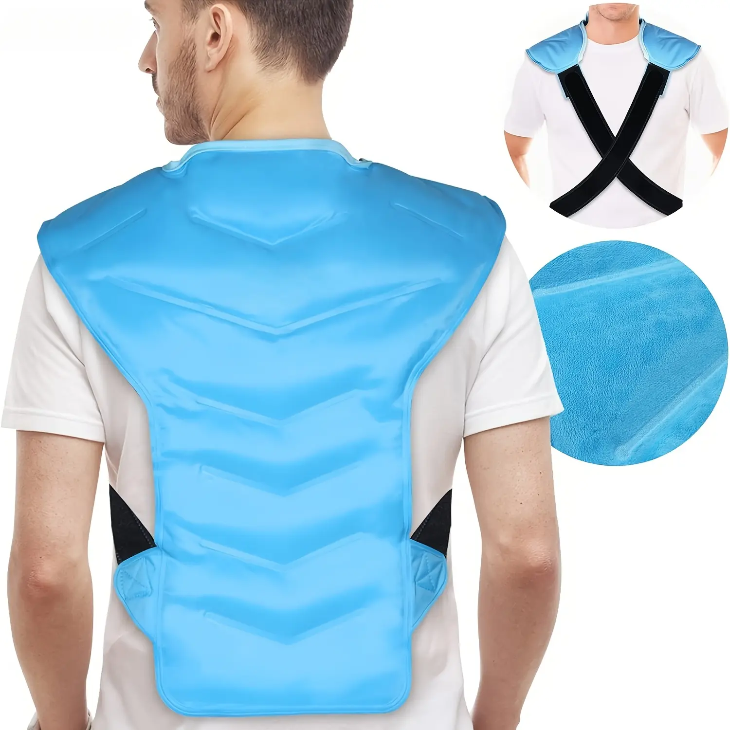 Large Ice Pack for Shoulder and Back with Straps, Reusable Full Back Ice Pack Wrap, Gel Ice Pack, Cold Compression Therapy Soothing for Discomfort and Fatigue Relief, Post-Workout Recovery, Cooling Pads