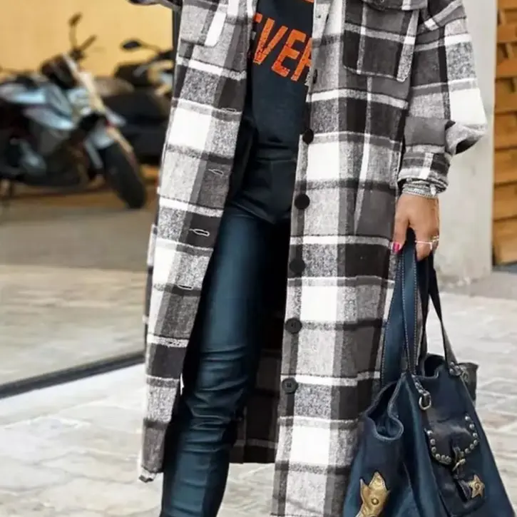 Plaid Flannel Shacket Jacket Maxi Length Comfort Plaid Flannel Shacket Jacket Maxi Length Comfort