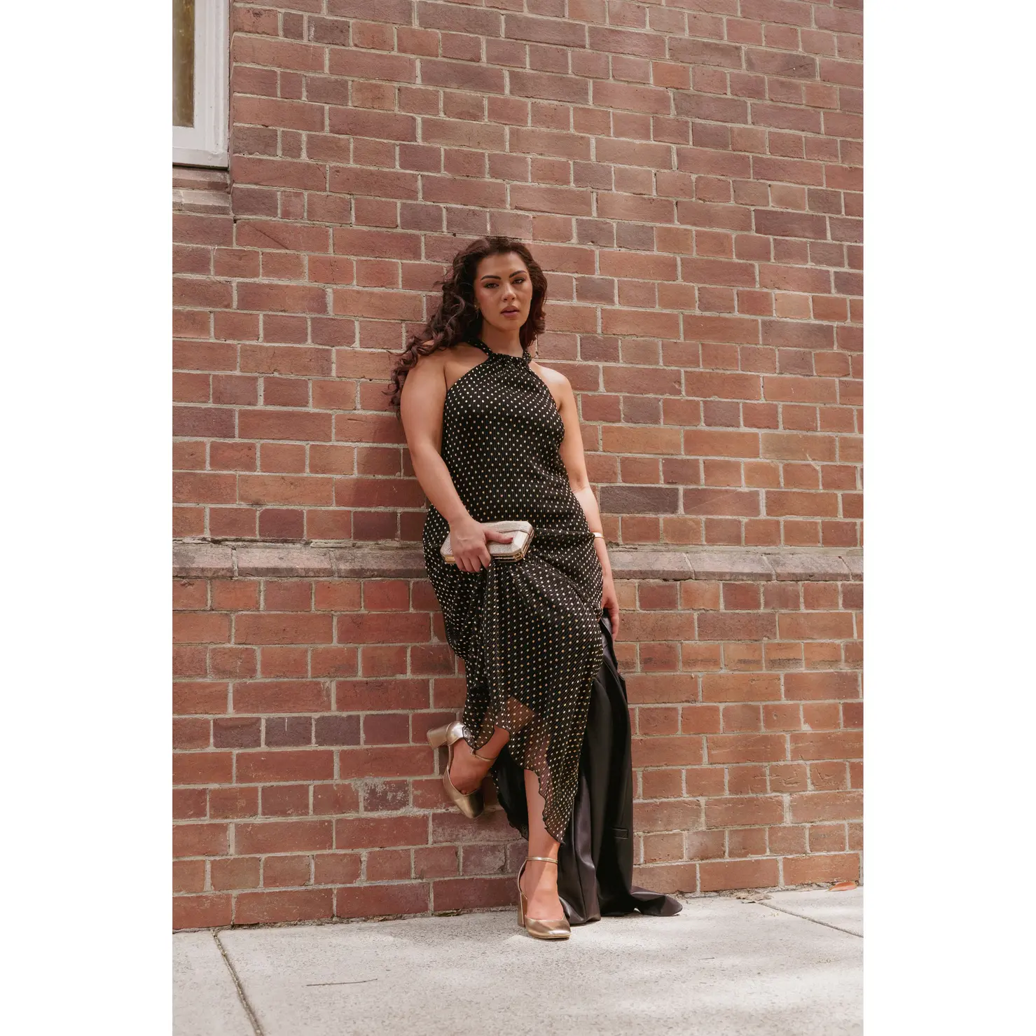 gold and black polka dot dress Noujoud Cotton Black & Gold Dots Dress main image 0