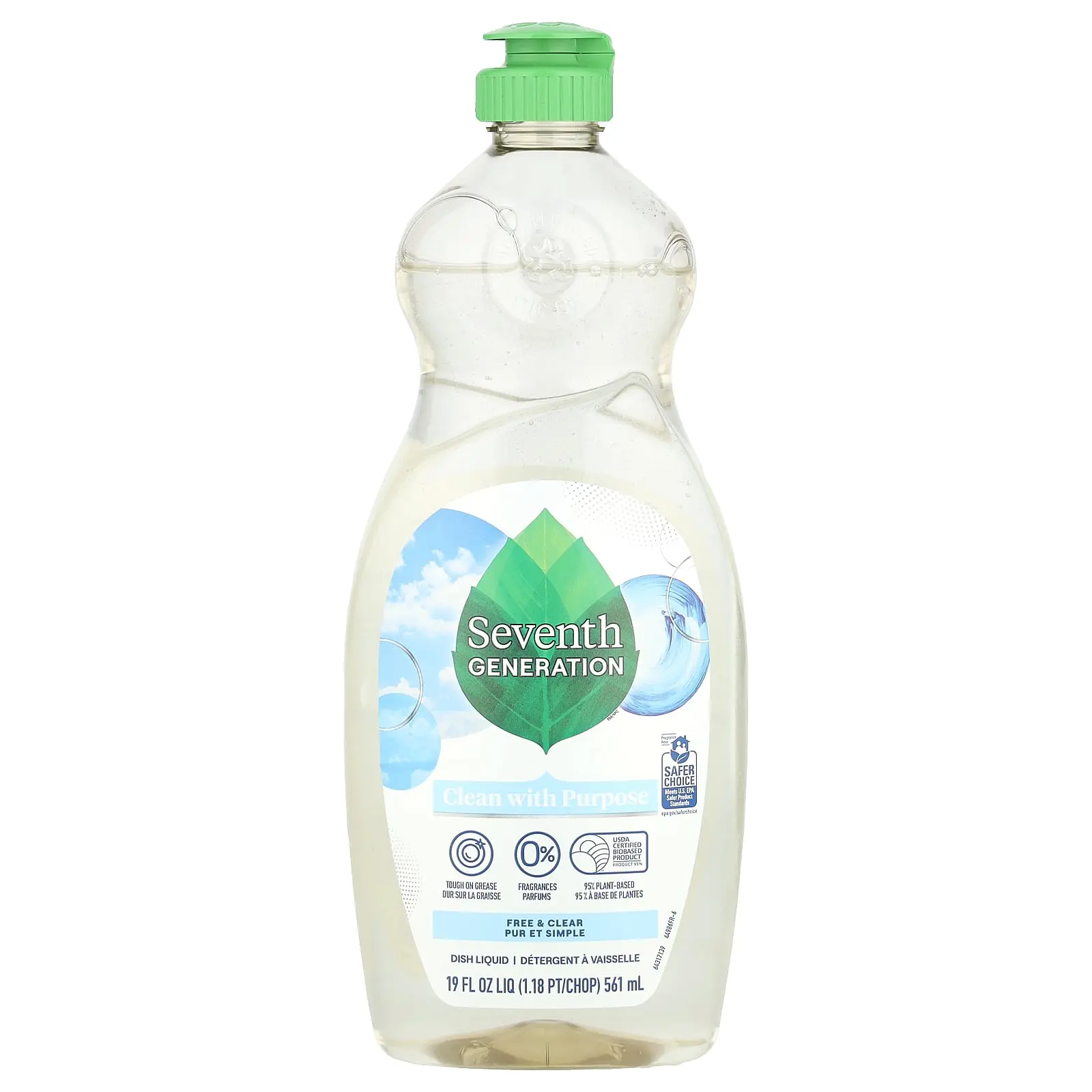 Seventh Generation Dish Liquid, Free & Clear, 19 fl oz (561 ml) Seventh Generation Dish Liquid, Free & Clear, 19 fl oz (561 ml)