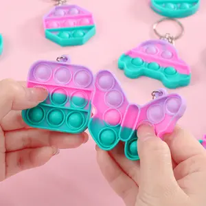Rainbow Mini Pop Fidget Keychain Sensory Toy For Classroom Prizes Birthday Gifts