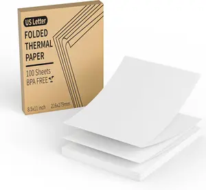 Funglam Thermal Printer Paper 8.5 X 11 Inch, 100 Sheets US Letter Size Thermal Paper, Folded, Continuous, Perforated, Compatible with A4 Portable Thermal Printer FungLam