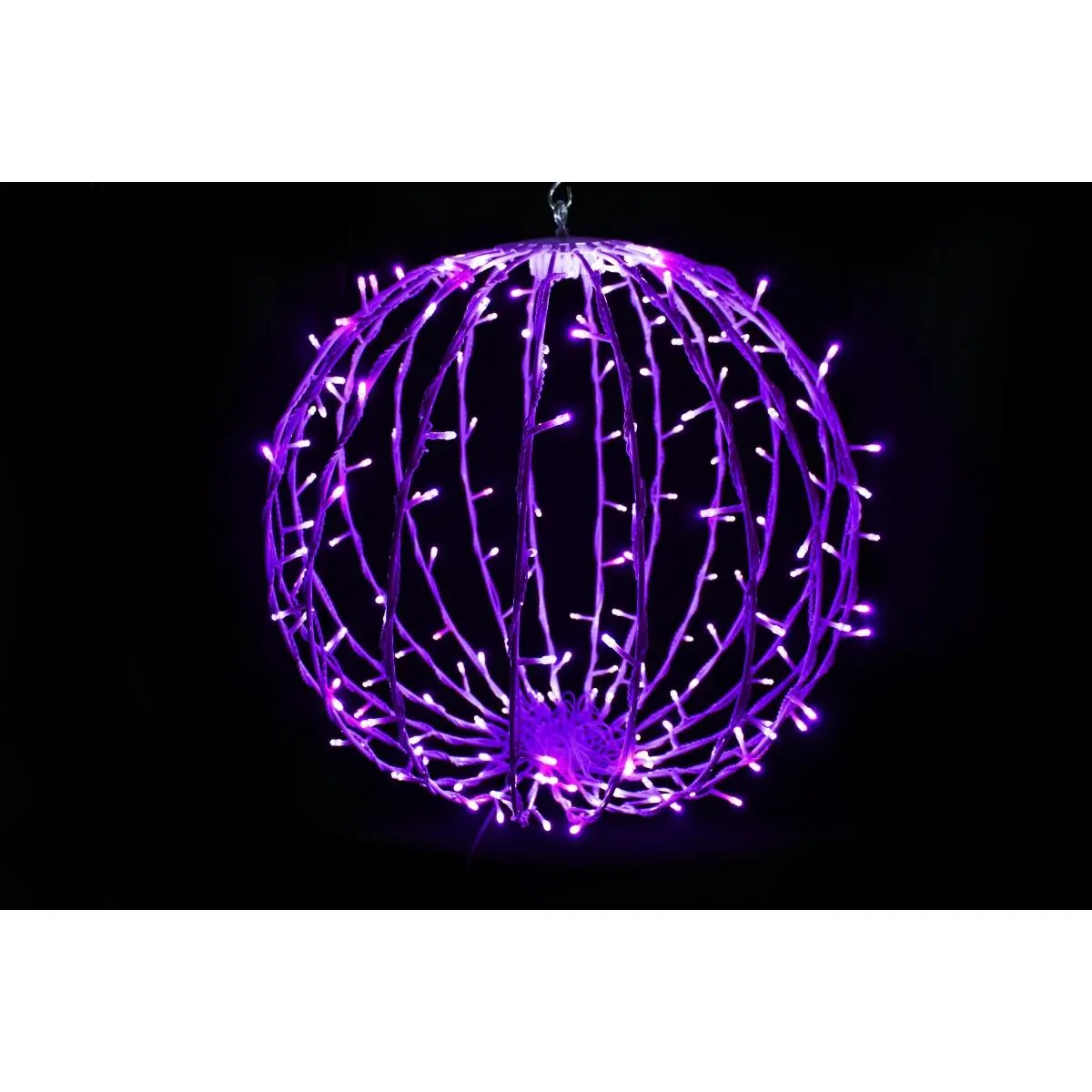 212 MAIN 20 in. Sphere LED Lights - 200-Count Purple Vibrant Glow, Steel Frame Festive Decoration, Home Supplies for Home Rooms, Hanging or Sat on the Ground