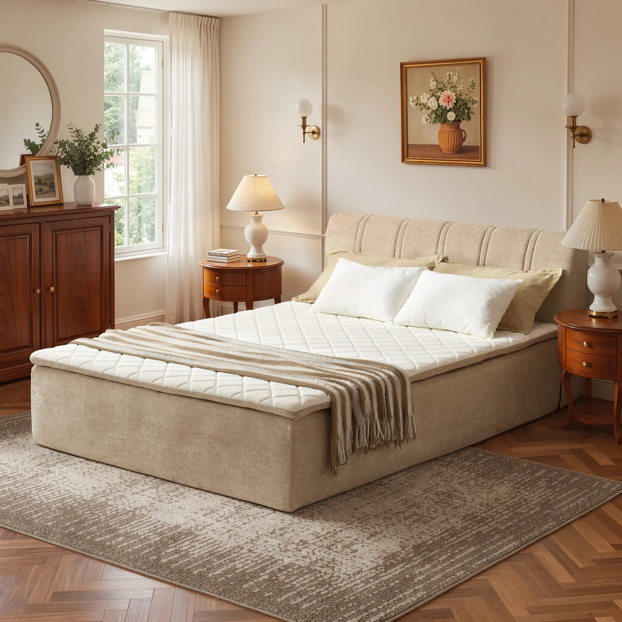 Weaxty High Resilience Foam Compressed Bed with Headboard, Complete Assembly 3 Size Thicker Mattress&Headboard, Provides Cool Sleep and Pressure Relief, Medium Firmness Level, No Assembly Needed