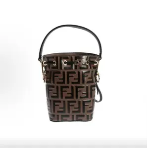 Pre-owned FENDI Mini Mon Tresor Calfskin Leather Bucket Bag Shoulder Crossbody Top Handle Bag