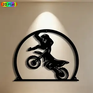 1pc Motocross Rider Metal Wall Art, Dynamic Motocross Rider Statue Mural, Ideal Gift for New Year, Easter, Motocross Enthusiasts, Perfect for Garage Wall & Garden Fence, Unique Outdoor & Indoor Decor for Extreme Sports Fans