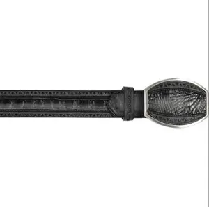 Cinturón Gris Difuminado de Cocodrilo Caimán – Estilo Premium Los Altos Boots