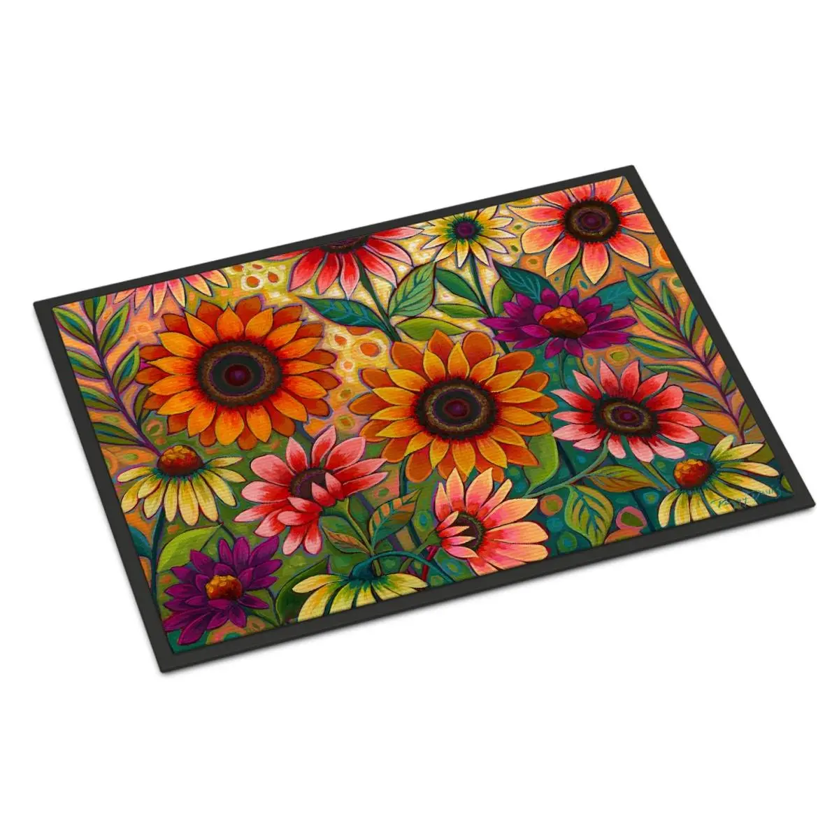 24"x36" Non-Customised Floral Fall Sunflower Surprise Art Rug, Anti-Skid Rubber Backing, Permanent Dye Durable Fade-Resistant Indoor Outdoor Rugs for Household Use