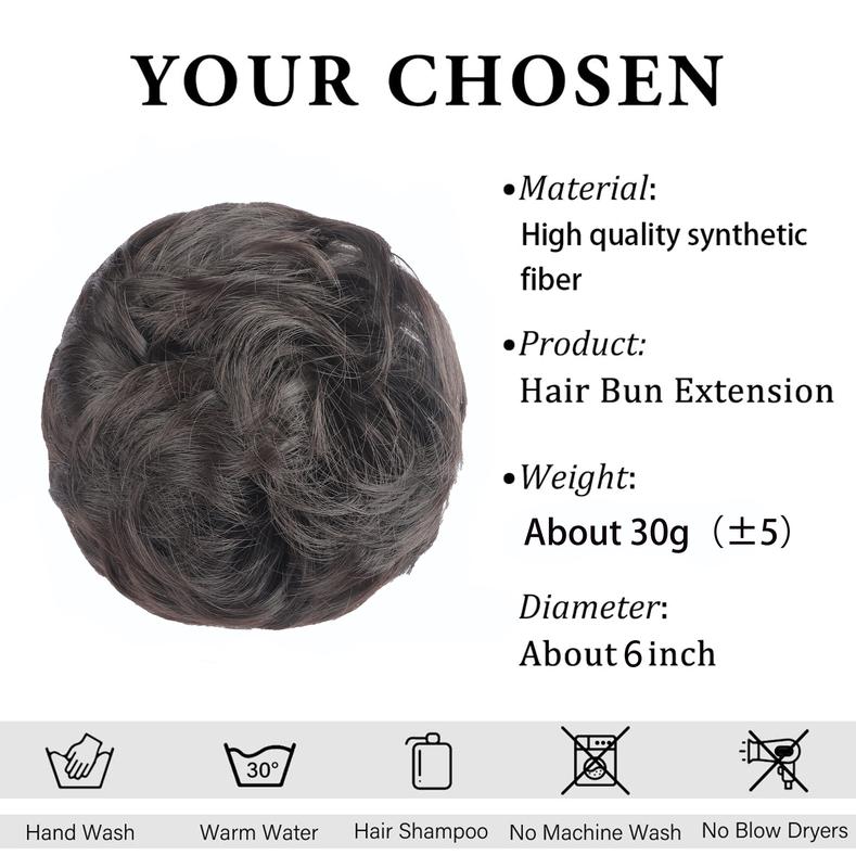 Messy Bun Hair Piece Wavy Synthetic Chignon Scrunchies for Instant Volume Elastic Bun Ponytail Hair Extensions Thick Hairpieces for Women 1.50 oz