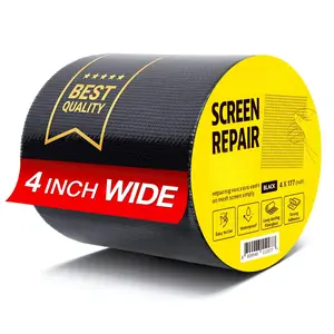 Black Window Screen Repair Tape, 4 in X 15 FT, Screen Repair Kit for Windows or Doors,  Adhesive Patch Kit Fiberglass Mesh Tape