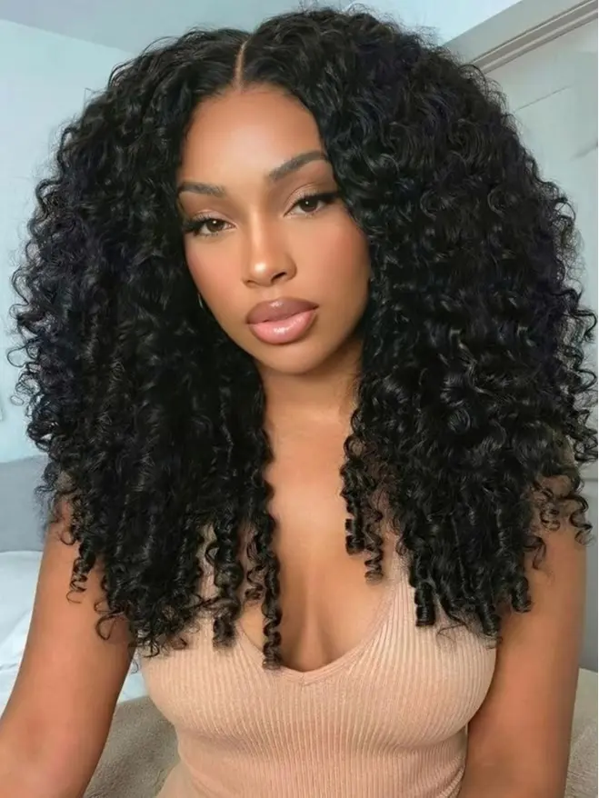 5x5 Afro Kinky Curly HD Lace Closure Wigs Human Hair Glueless Wigs Human Hair Pre Plucked Pre Cut Ready To Wear Afro Kinky Curly Glueless Wig Human Hair 200 Density with Baby Hair Natural Hairline#DealsForYouDays