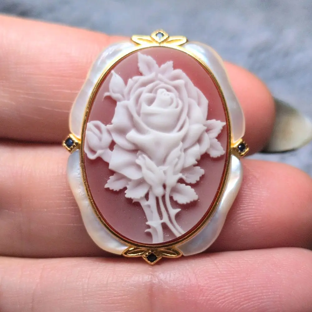 Red Rose Inlay Broach