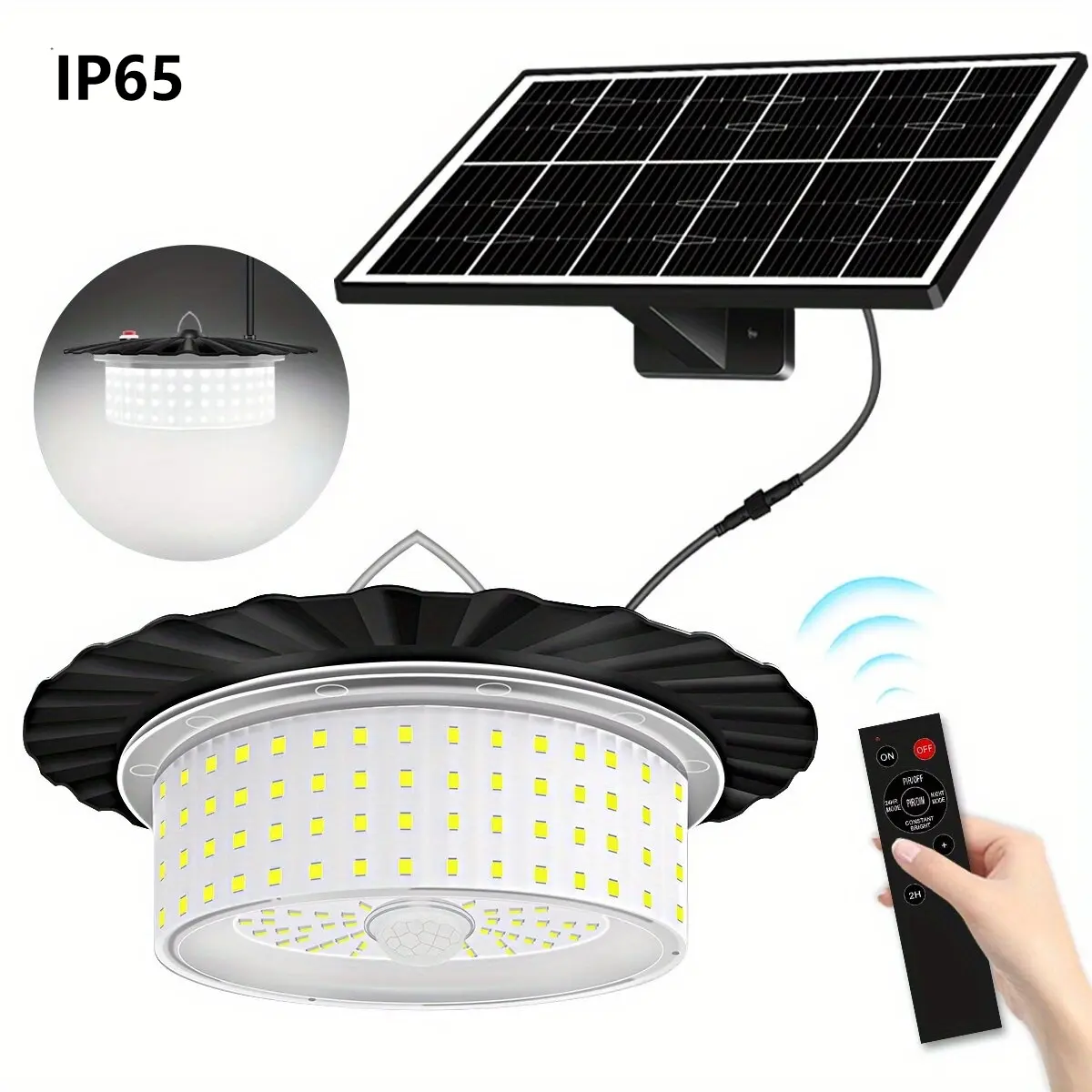 Solar LED Pendant Light IP65 Waterproof Outdoor Hanging Lights with Remote Control Attic Lighting, Waterproof Solar Lamp, Solar Led Patio