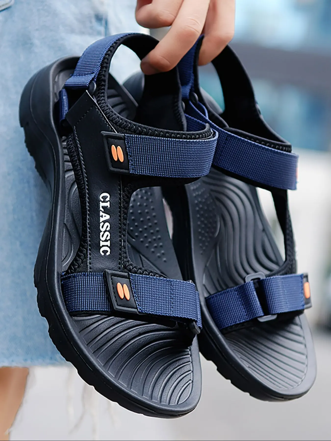 Men's Casual Colorful Velcro Sports Sandals, Simple Outdoor Beach Shoes, Comfortable Summer Sandals for Daily Use, Comfy Sandals, Adjustable Sandals, Classic Lightweight Breathable Sandals
