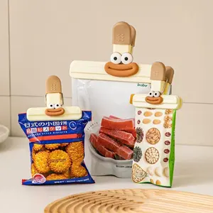 Cute Mini Sausage Mouth Clips, Universal Food Storage Bag Clips, Silicone Sealed Handle (4 Pack), Small and Large Sizes