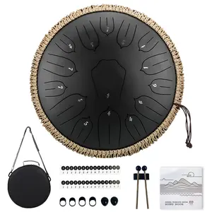 Aesthetic Lotus Rain Drum - Premium 13" 15-Note Steel Tongue Drum, Beginner Friendly Anxiety Relief & Sound Healing Instrument, Unique Gift Quiet Mesh Electronic Set wedding tambourines portable built-in effect guitar phone holder warlock music enthusiast