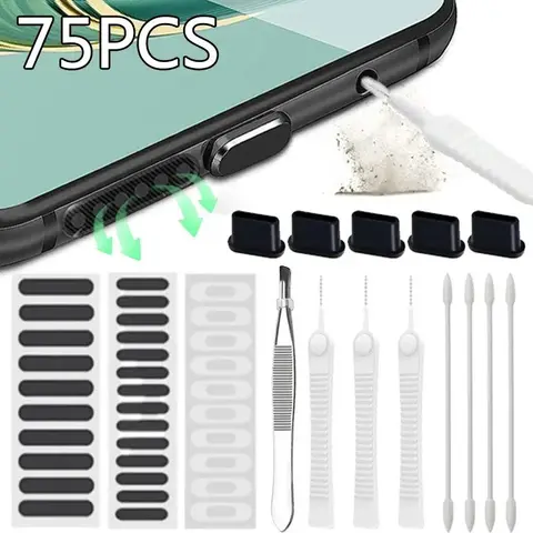 Mobile Phone Charging Port Cleaning and Maintenance Kit, Clean Kit for Type C, Dust Plug Compatible with iPhone iPad iOS Samsung Xiaomi Type C Speaker Dust Mesh Sticker Cleaner