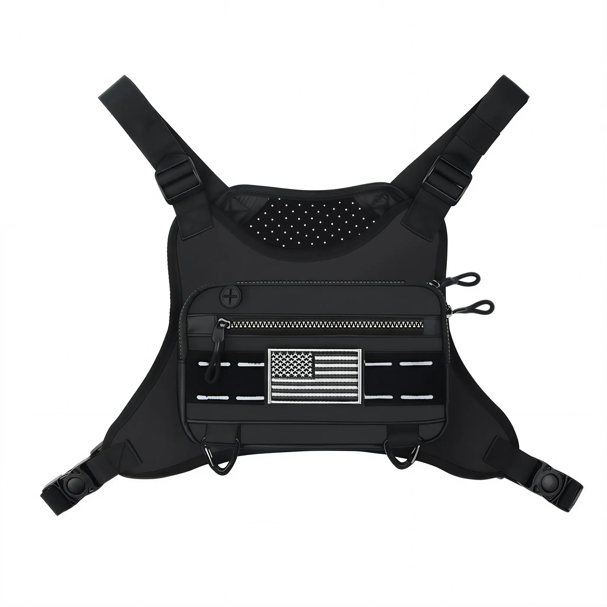 Unisex Adults' Outdoor Tactical Sling Chest Pack - Active Chest Level Accessory, Adjustable Running Training Vest Bag, Water-Resistant Lightweight, 1 Size Fits Most, Reflective Safety, Multiple Pockets for Night Runners