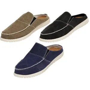 Norty Men's Canvas Slip On Clog Slipper Shoe for Indoor Outdoor with Durable Sole 42086