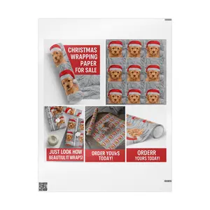Golden Retriever Puppies in Santa Hats Wrapping Paper | Christmas Pet Pattern