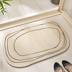 Oval Shaped Bathroom Mat, 1 Count Non-slip Water Absorbent Bathroom Rug, Easy To Clean Mat for Bathroom Toilet Doorway Office, Bathroom Drying Doormat