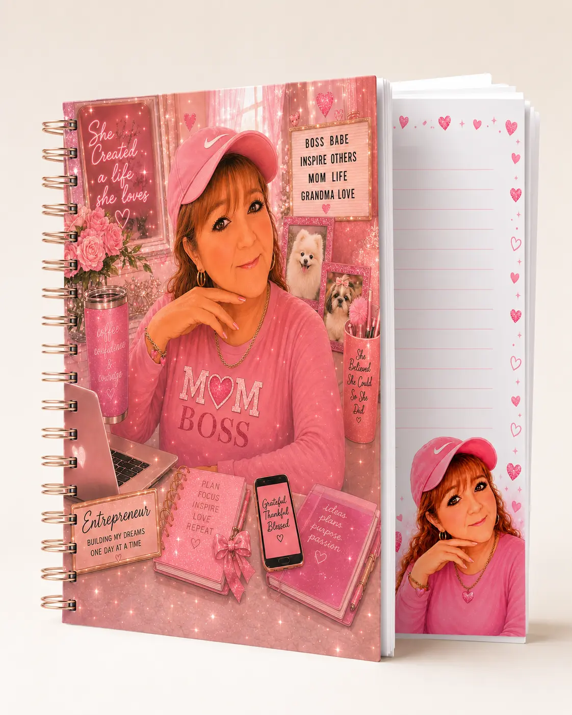 Personalized Coquette Character Spiral Notepad - Custom Stationery for Grandma, Entrepreneur; Ideal for Hobbies, Business, Family Role Tasks