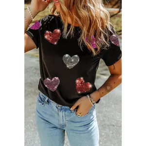 Black Sequin Heart Top RTS