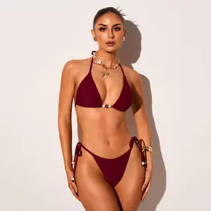 Sexy swimsuit, women's bikini swimwear, strapless triangle cup bikini, beach vacation swimsuit, bikini swimsuit set