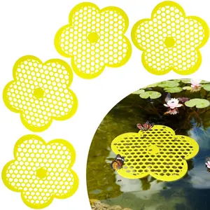 4 Pack Floating Bee Island, 8.66 Inch Flower Shaped Honeycomb Bee Watering Station, Eva Foam Beneficial Pollinator Waterer, Butterfly Feeder, Balcony Patio Outdoor Garden Decor