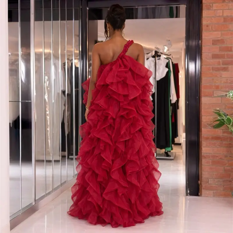 Women's Lightweight Elegant Organza Crimson Empress Asymmetrical Shoulder Ruffle Gown - 1-Piece Formal Dress, Statement Sheer Strap Cascade, Birthday & Wedding Guest Wear for Gala, Elegant Dresses for Women - TikTok Shop Women's Lightweight Elegant Organza Crimson Empress Asymmetrical Shoulder Ruffle Gown - 1-Piece Formal Dress, Statement Sheer Strap Cascade, Birthday & Wedding Guest Wear for Gala, Elegant Dresses for Women - TikTok Shop