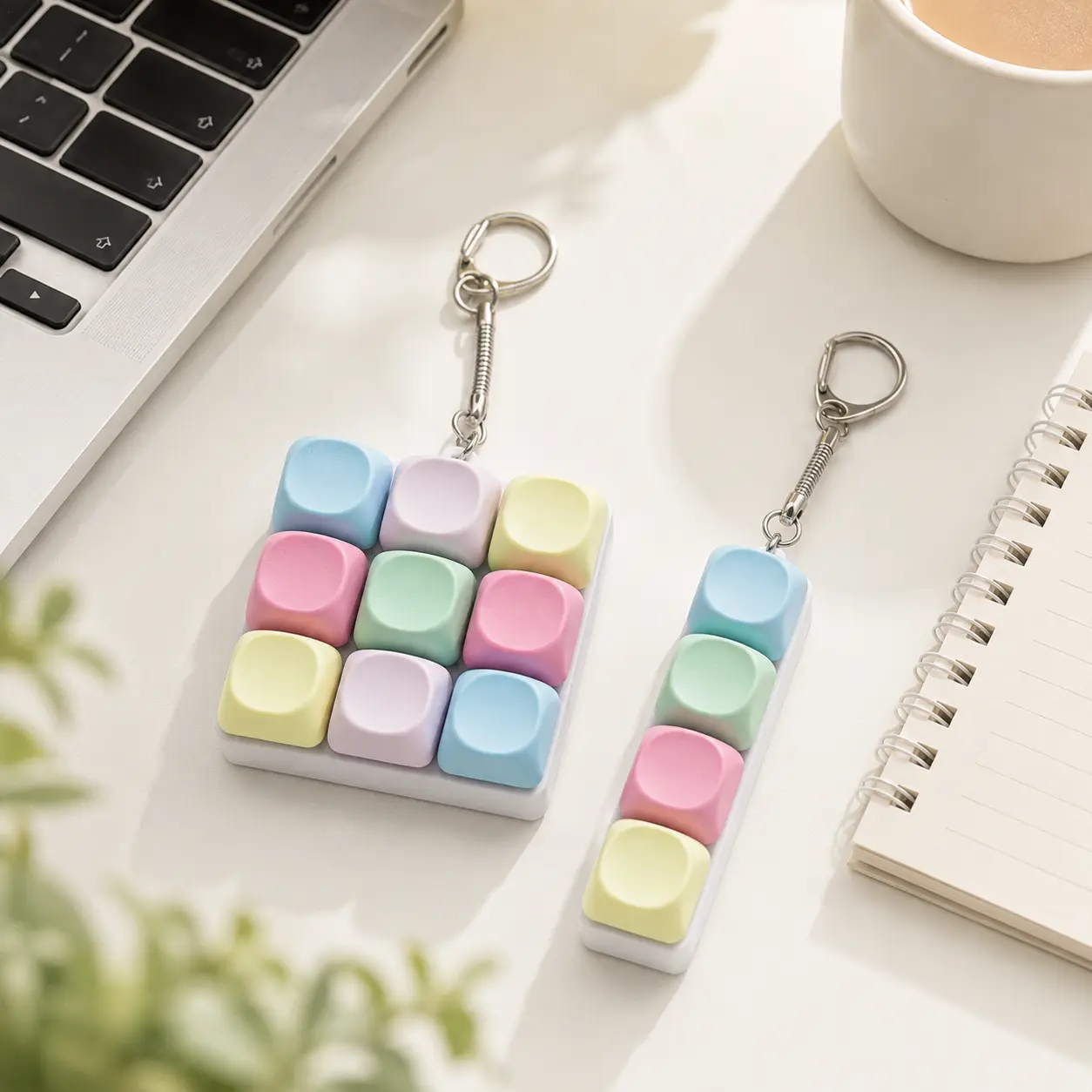 Silent & Loud Keyboard Clicker Keychain, Button Clicker Keychain, 4-In-1 Design, Ideal for Anxiety Stress Relief, Perfect Gift for Adults, Silent Fidget Keychain, Anxiety Fidgets, Stress Relief Tool