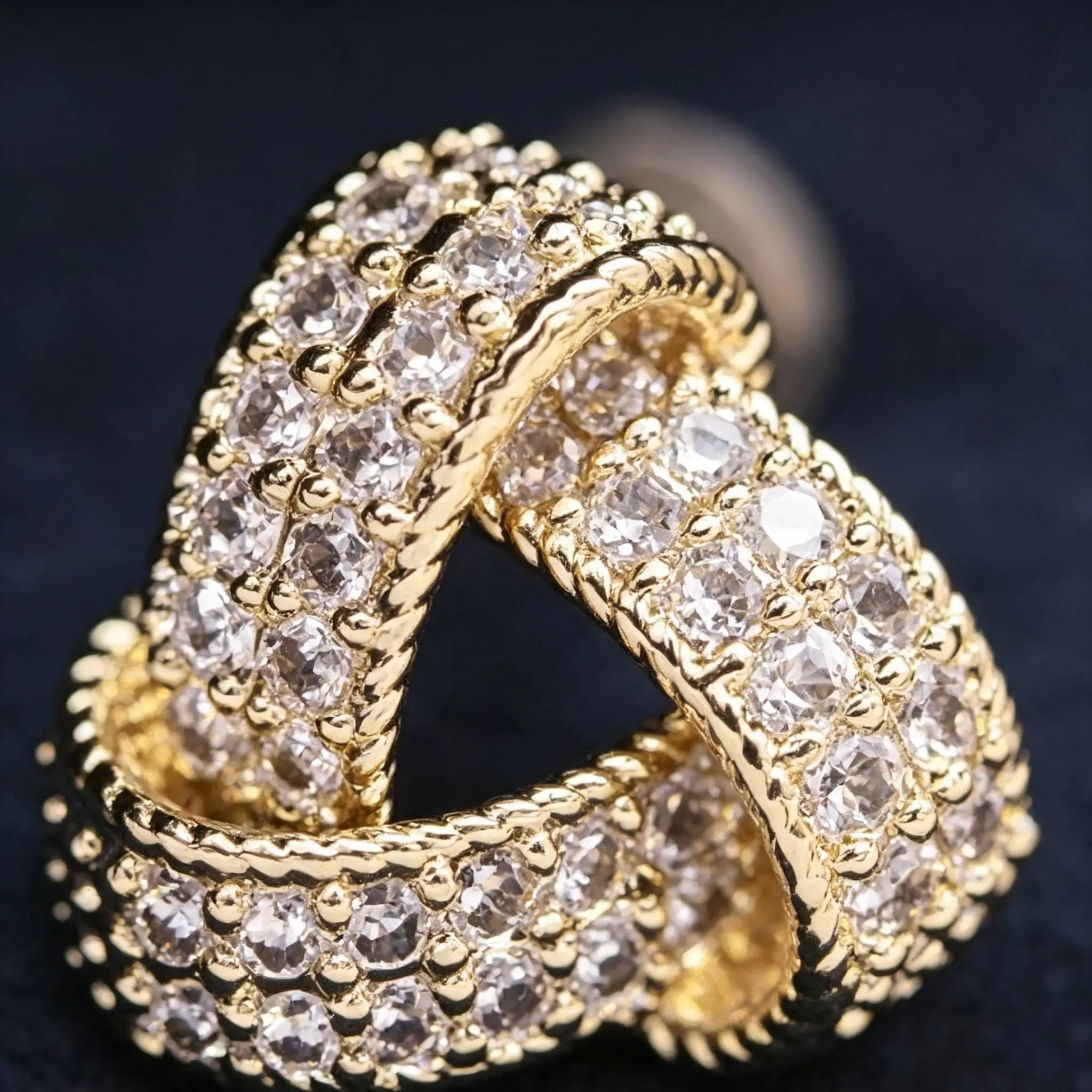 Geometric Alloy Stud Earrings, Twisted Knot Design with High-Carbon Zirco Rhinestones - Affordable Luxury Artificial Gemstone Jewelry Accessories