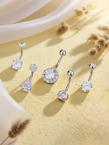 Women's Belly Button Rings Set, Artificial Zirconia Navel Piercing Jewelry, Casual Simple Round Design, Party Accessories, Rhinestone Belly Ring
