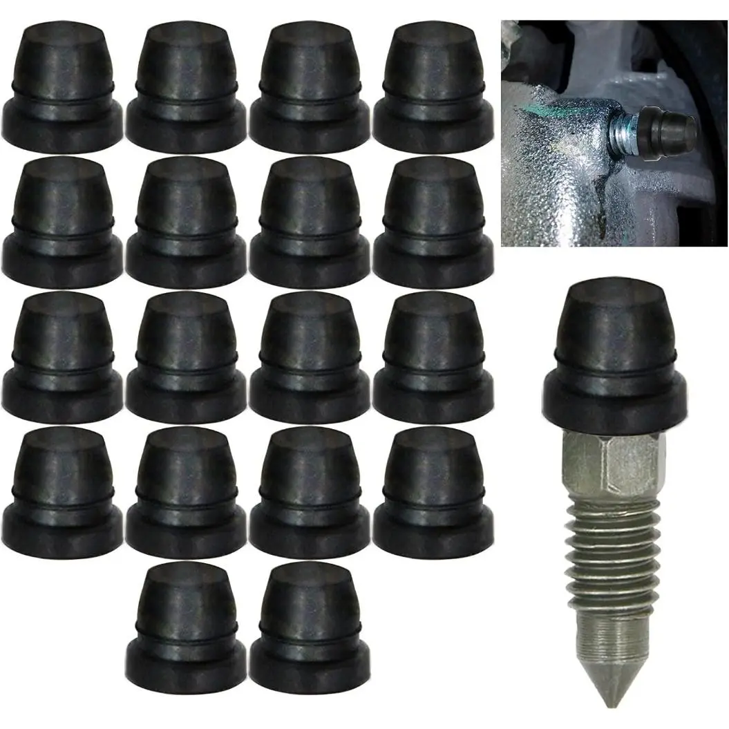 18PCS Black Dust Cover, Dust Stem Cover, Grease Fitting Caps, Brake Caliper Bleeder Cap, Brake Bleeder Screw Cap, Rubber Dust Cover For Cars,SUVs,Trucks,Motorcycles